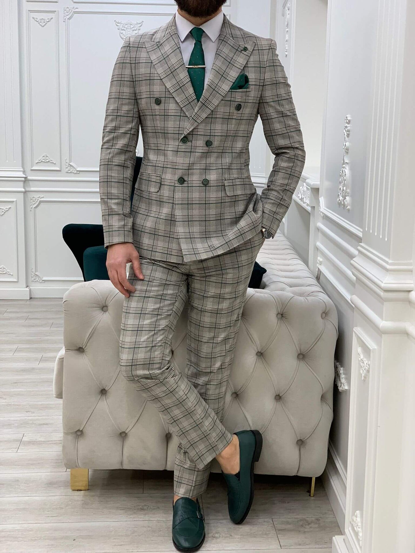 Green Double Breasted Suit