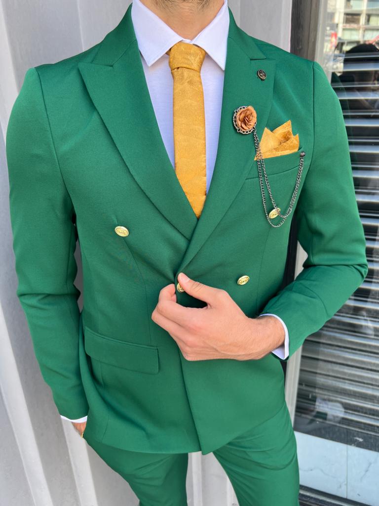 Grüner zweireihiger Anzug