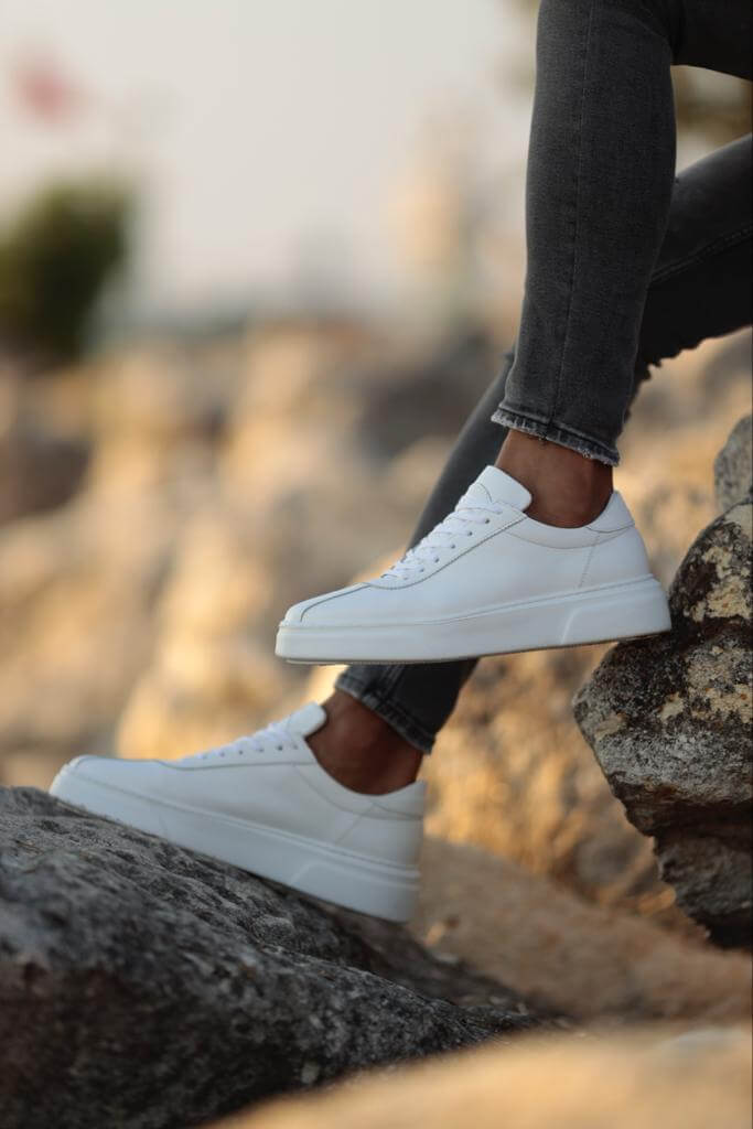 Griffin White Leather Sneakers