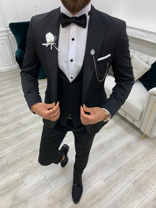 Henrik Black Wedding Tuxedo - Hollo Men