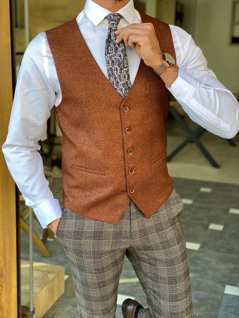 Hollo Brown Waist Coat for Timeless Style