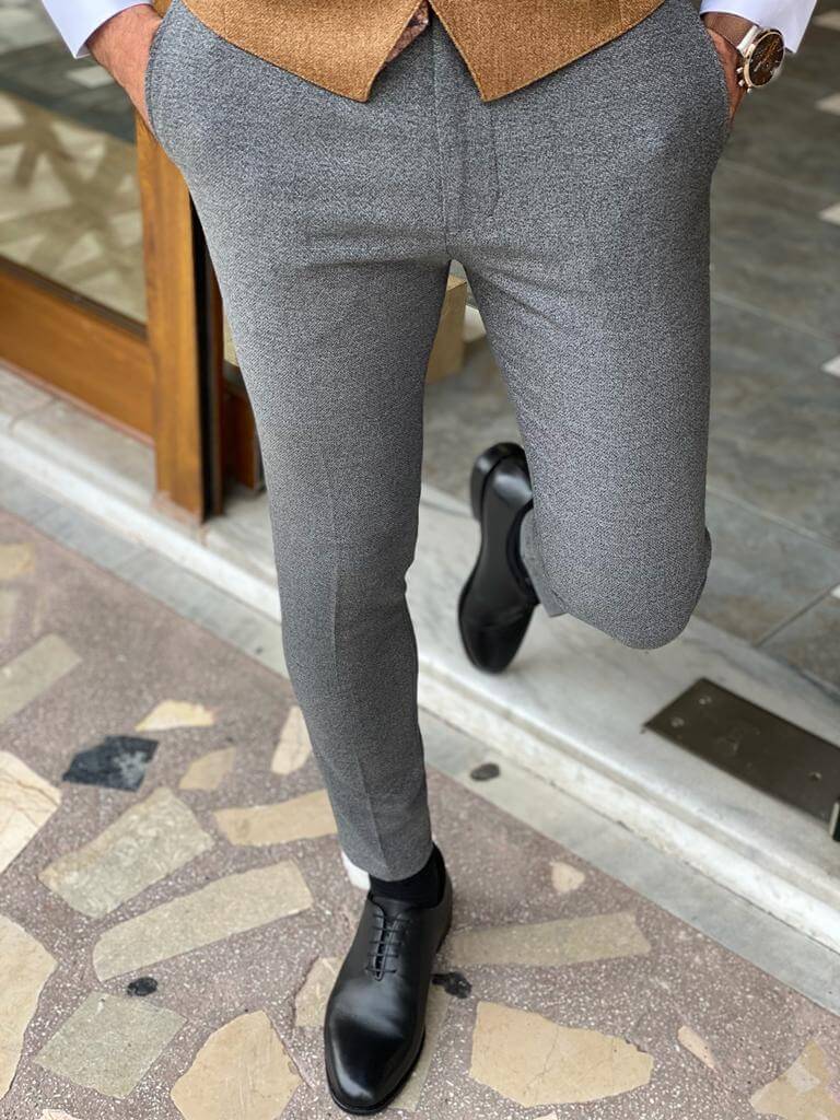 Hollo Gray Slim Fit Trousers: Sleek and stylish slim fit trousers in a timeless gray shade