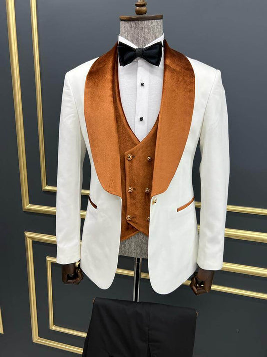 HolloMen Barret White & Orange Tuxedo
