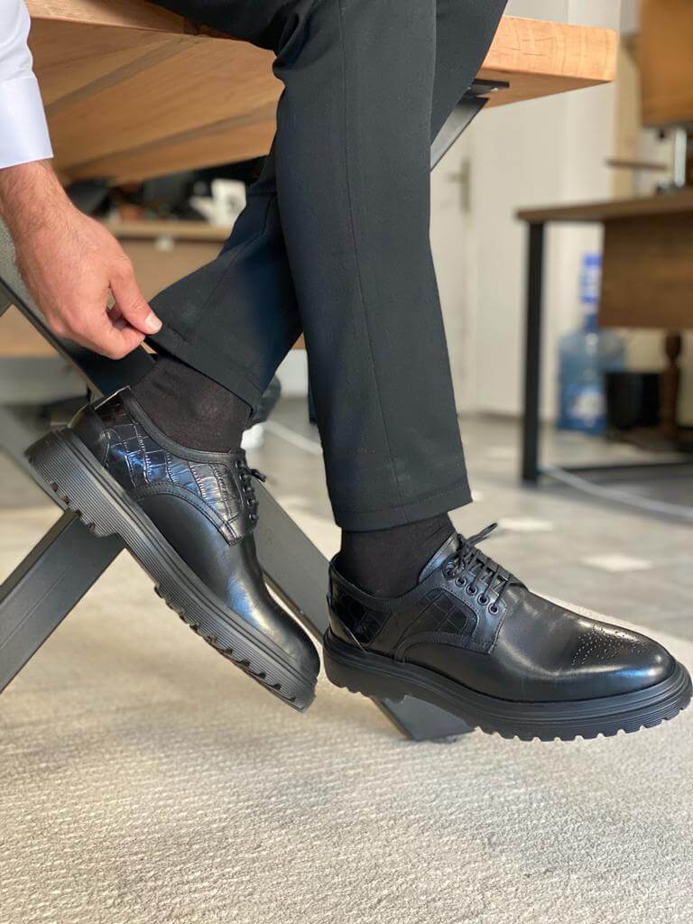 HolloMen Black Oxford Shoes