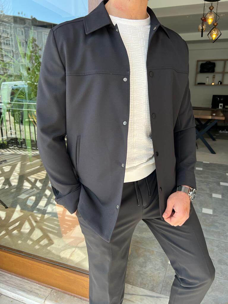 HolloMen Black Casual Sports Suit