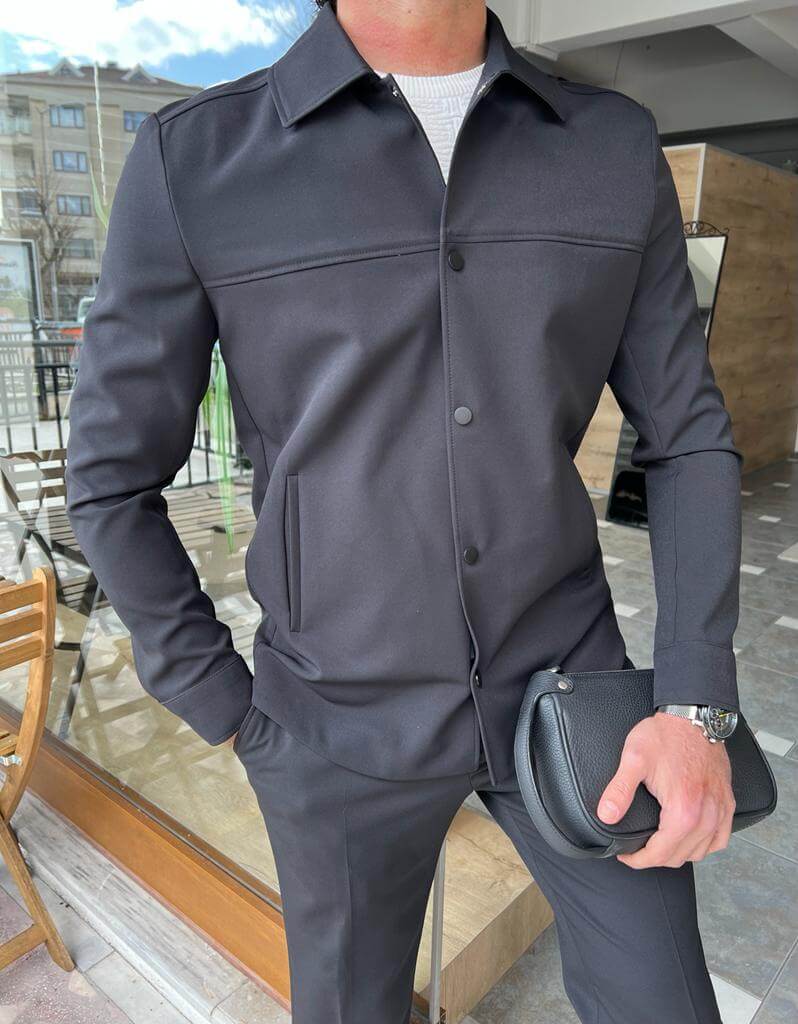 HolloMen Black Casual Sports Suit