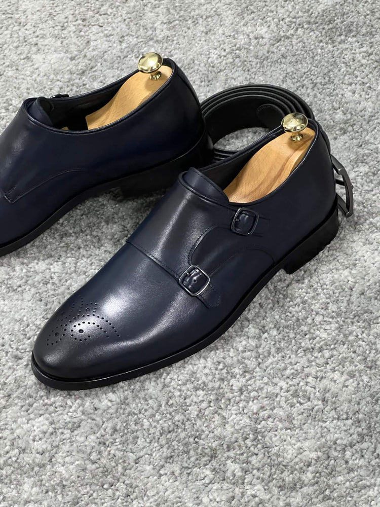 Sapato azul marinho HolloMen Double Monk Strap