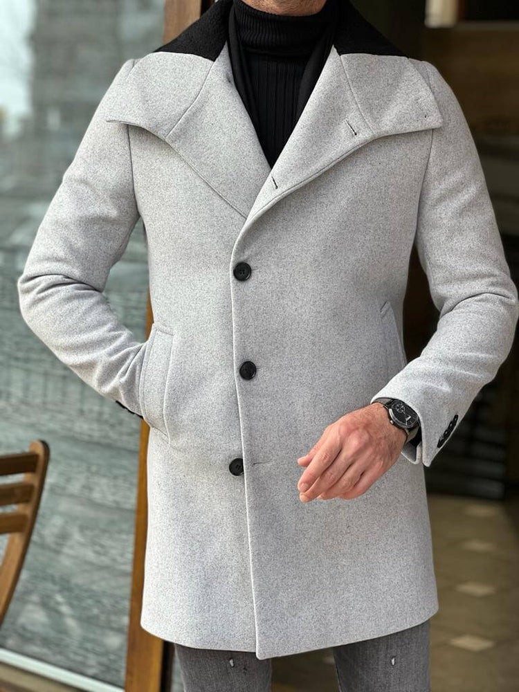 HolloMen Gray Double Breasted Coat