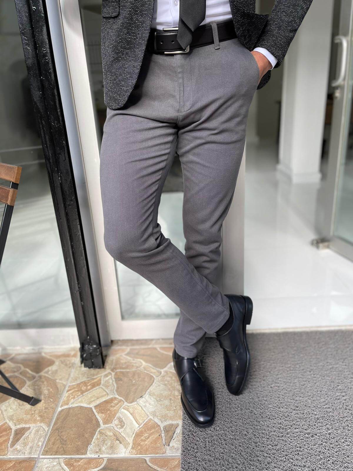 HolloMen Gray Trousers for a polished and refined look