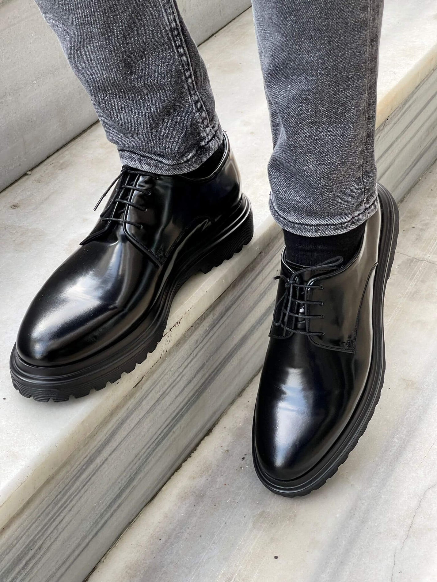 HolloMen Lace Up Black Oxford Shoe