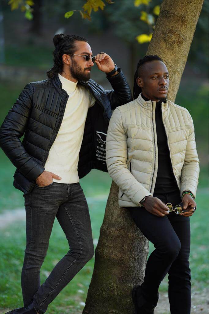 Trendy leather jacket for men with a contemporary look