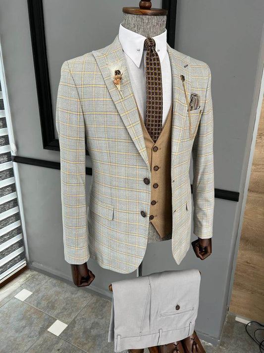 I-HolloMen Plaid enemithende Yekamela Suit