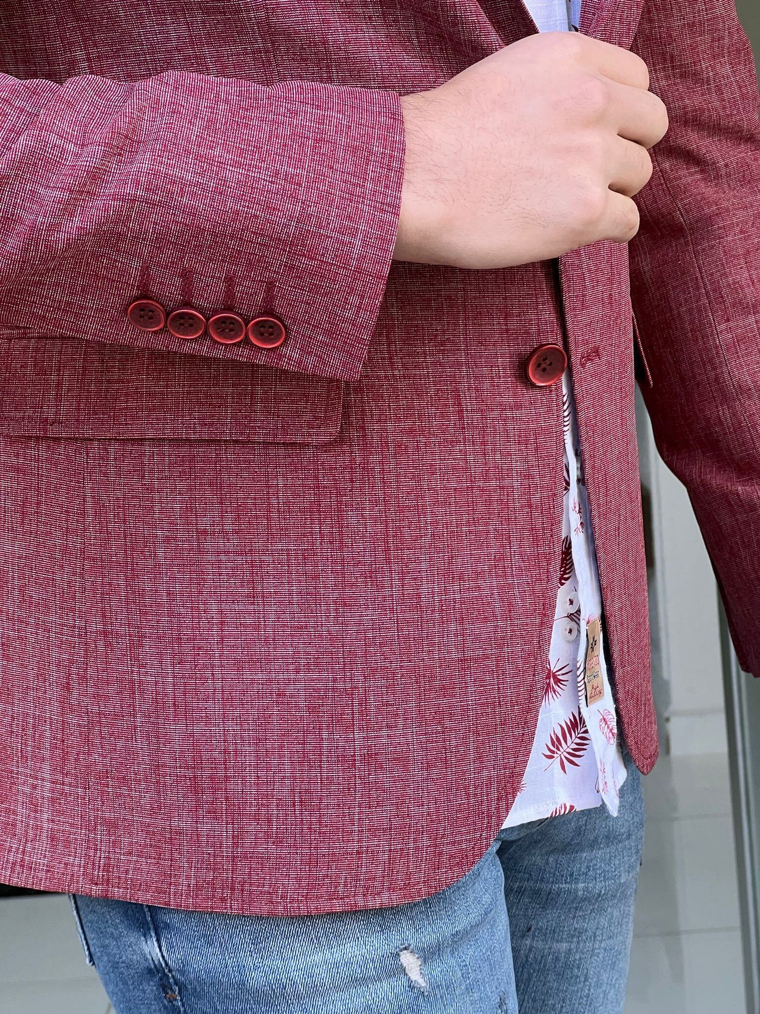 Perfectly tailored Kansas Red Cotton Blazer for any occasion