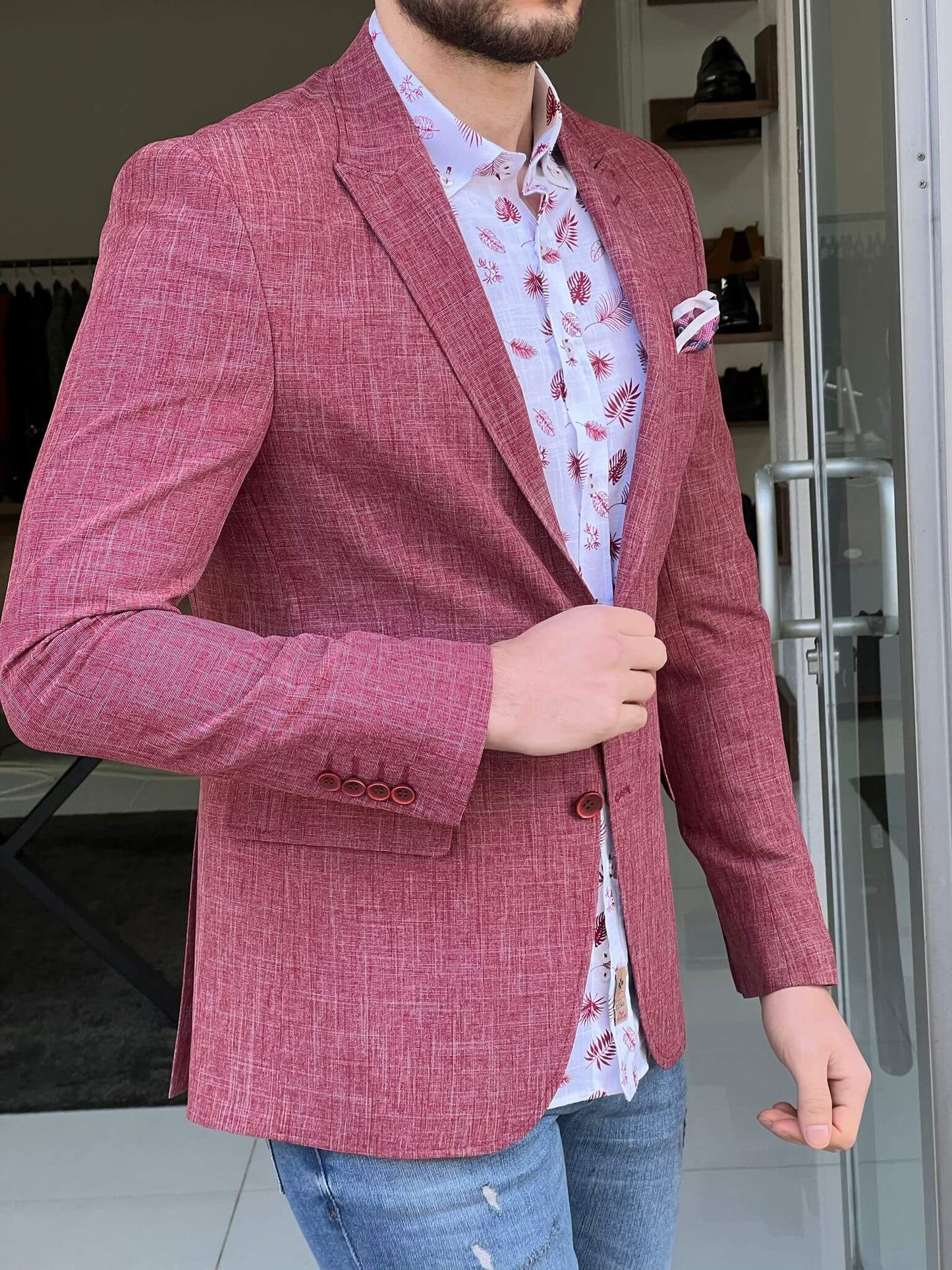 Perfectly tailored Kansas Red Cotton Blazer for any occasion
