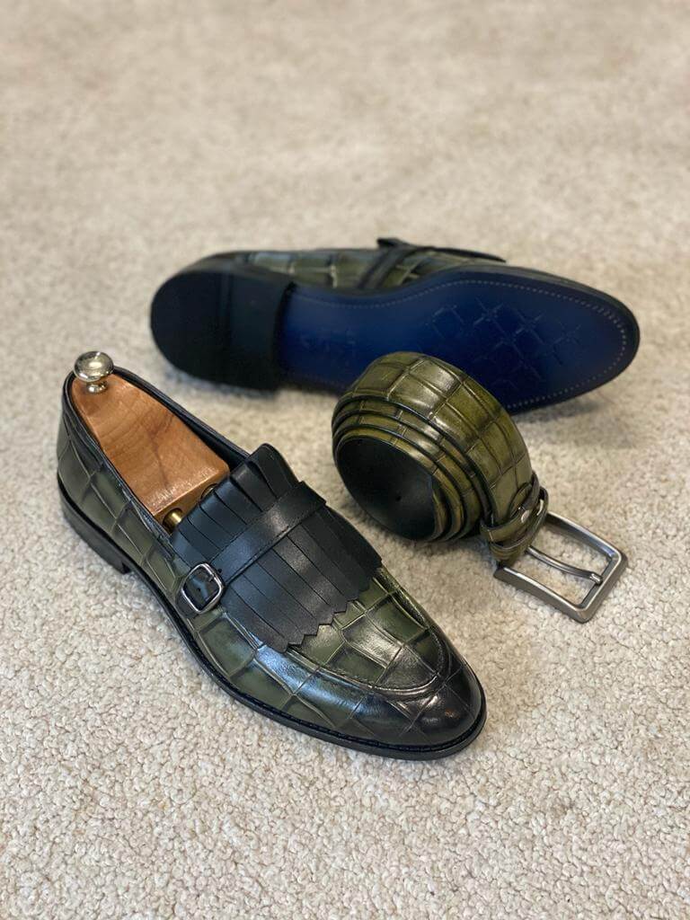 Khaki Patterned Loafers