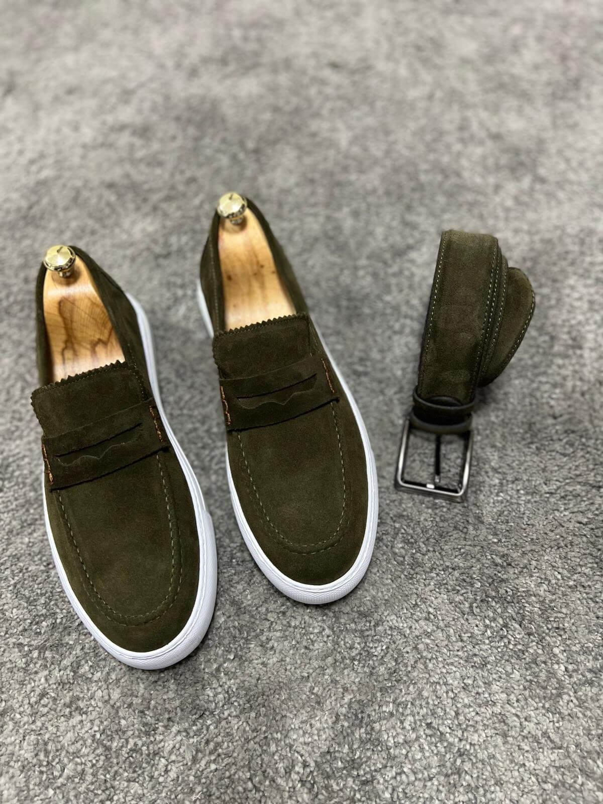 Khaki Suede Loafers