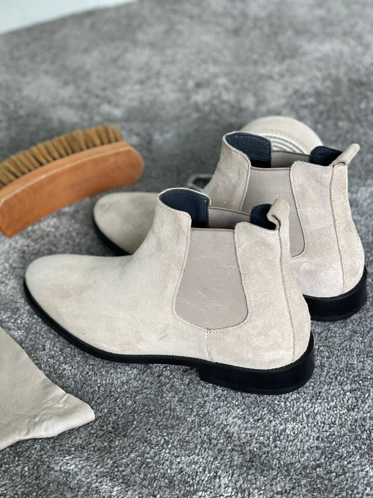 Kingston Stone Suede Leather Chelsea Boots