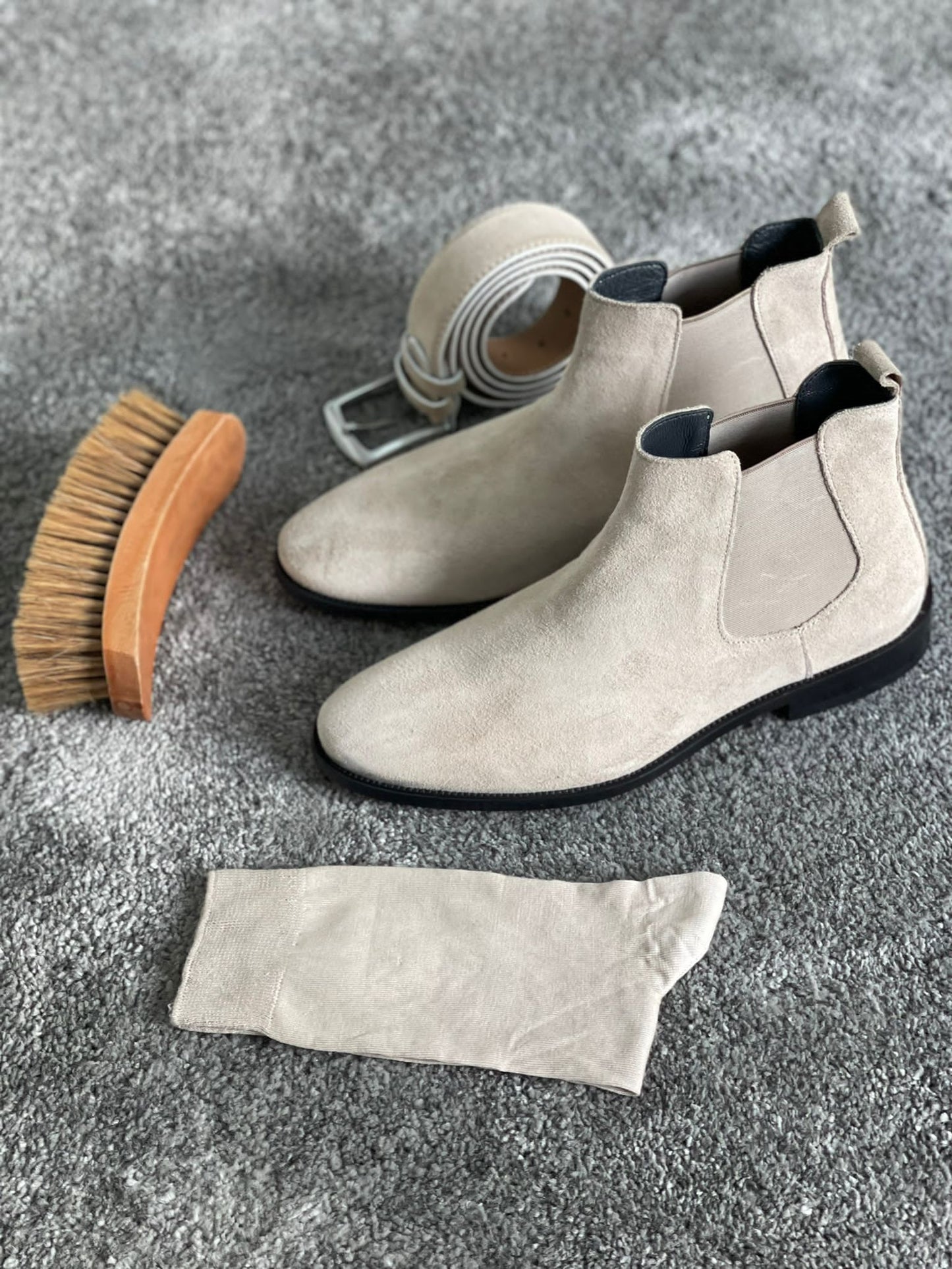 Kingston Stone Suede Leather Chelsea Boots