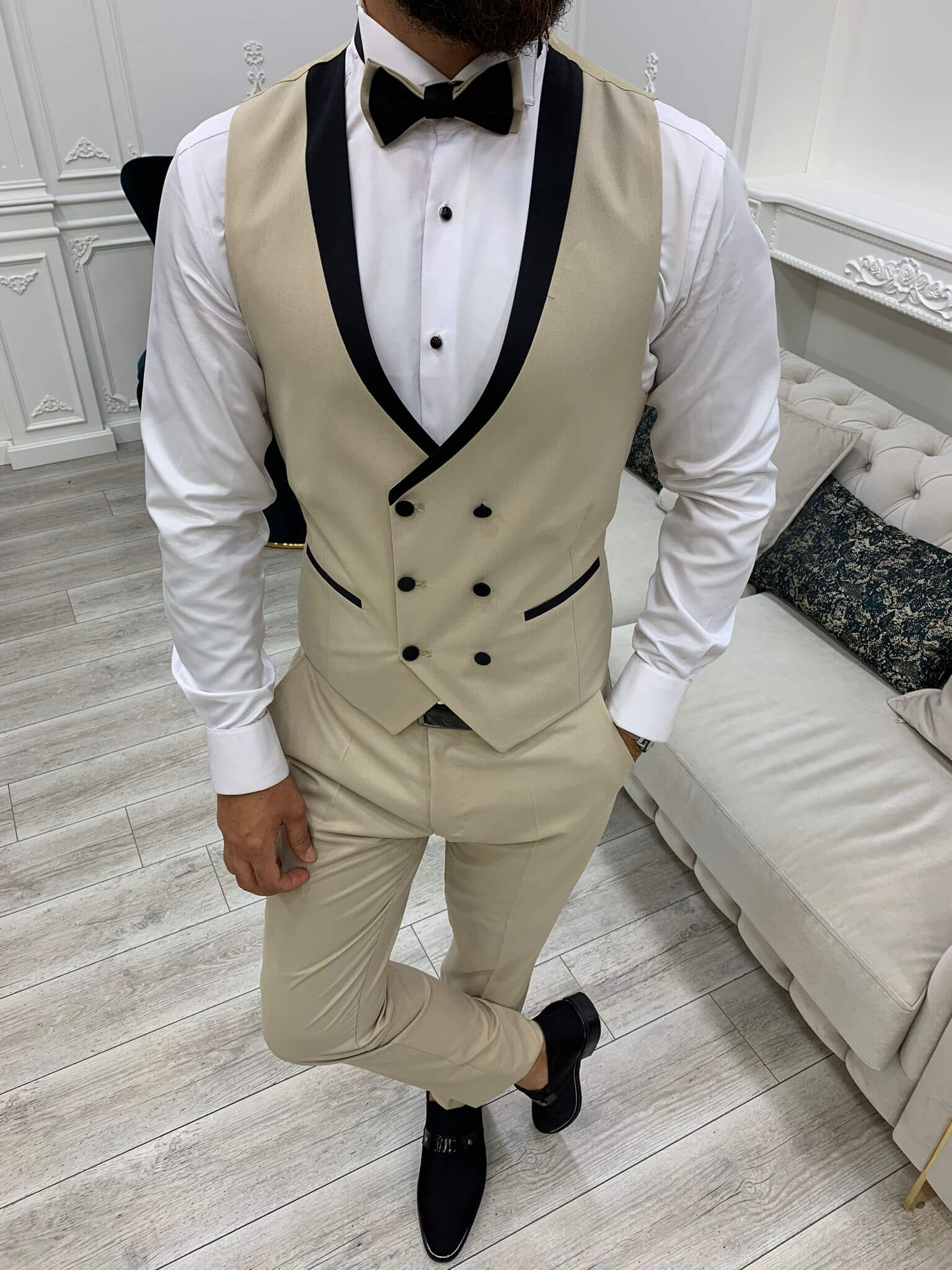 Milan Beige Wedding Tuxedo - Hollo Men