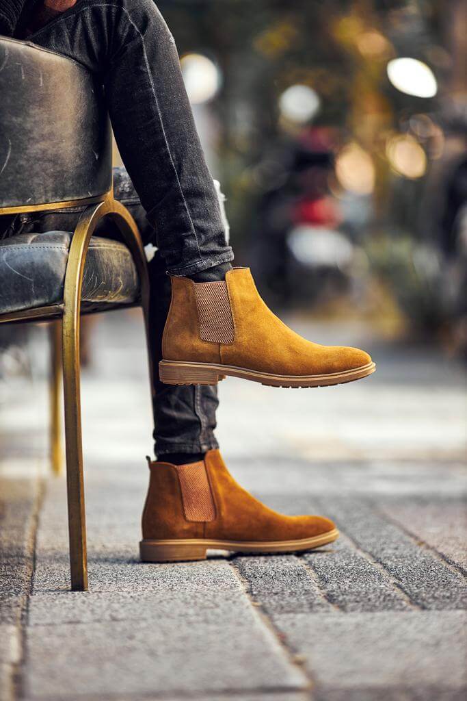 Mustard Suede Chelsea Boots