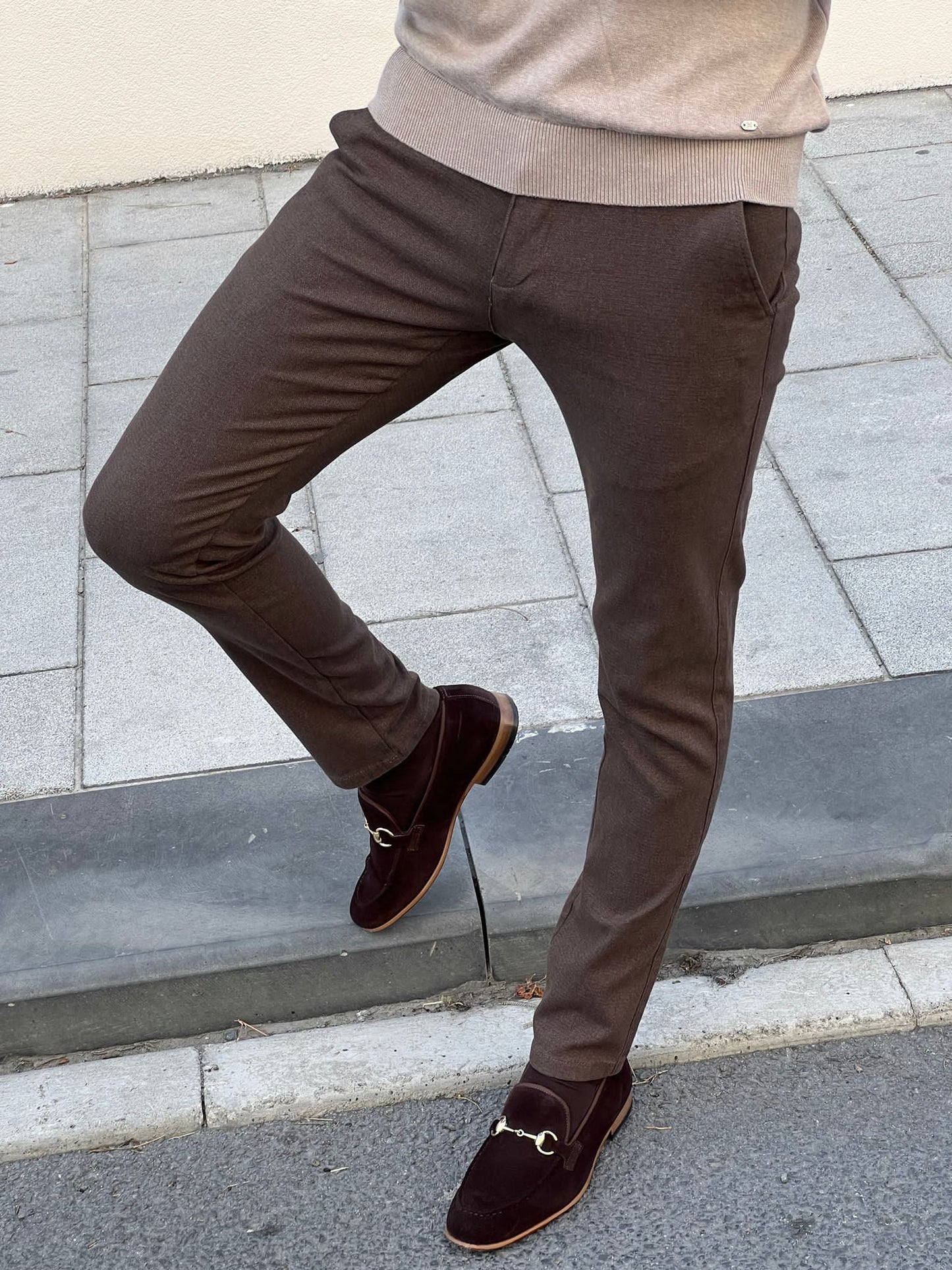 Nino Slim Fit Brown Pantalon