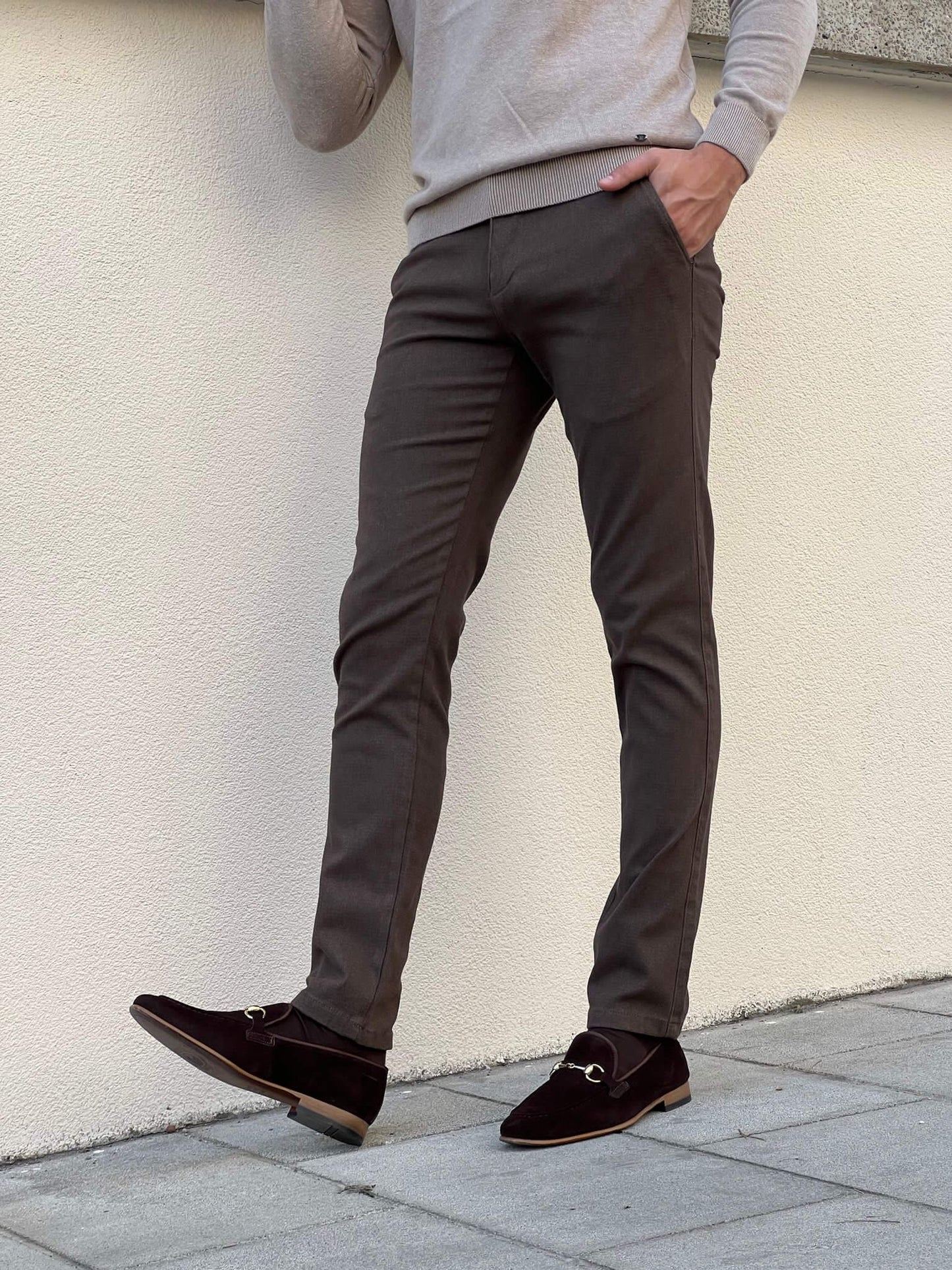 Pantalon marron coupe slim Nino