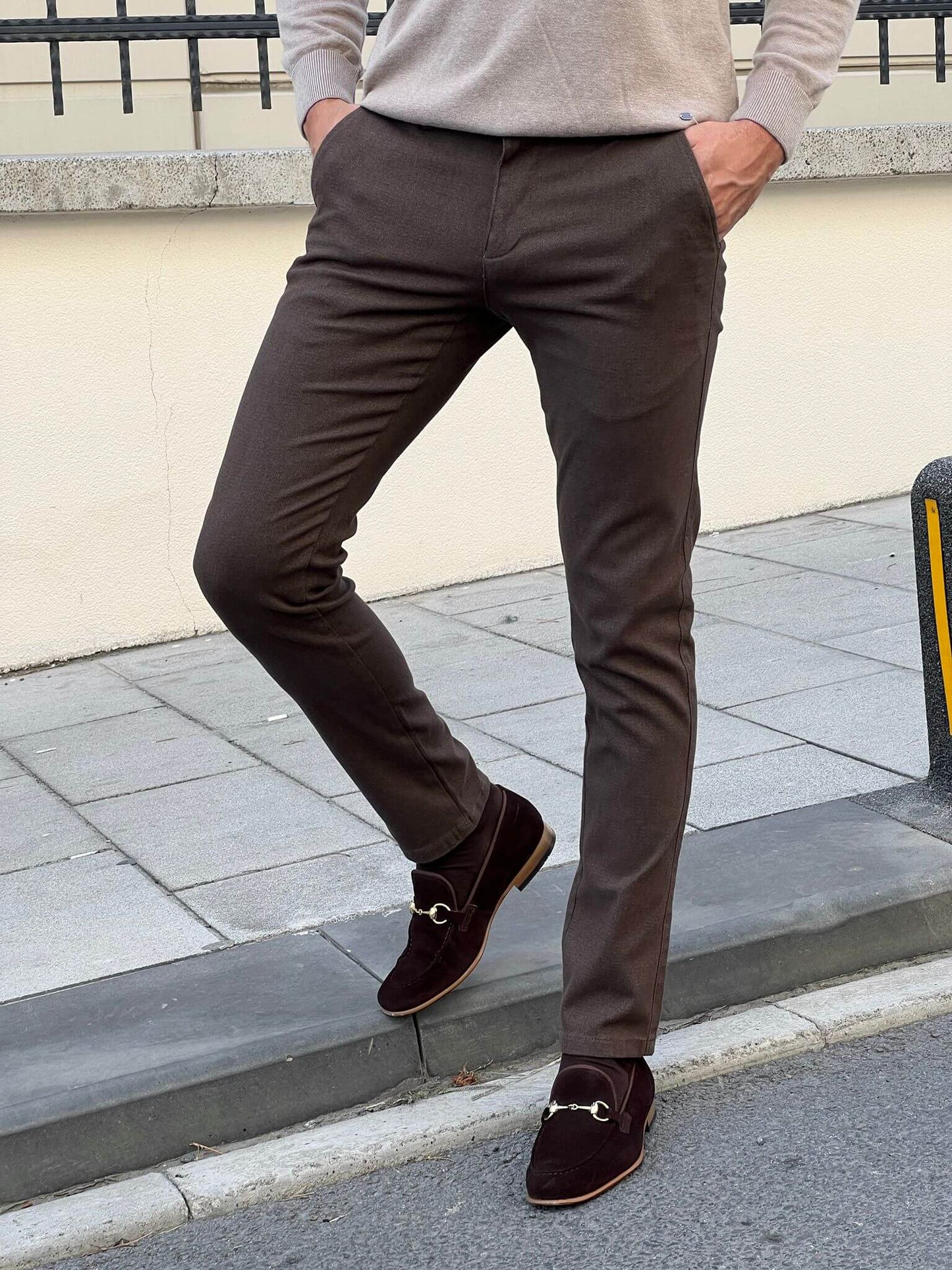 Nino Slim Fit Brown Pantalon