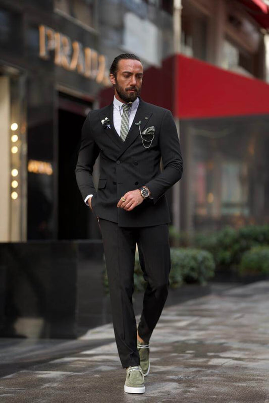 I-Onyx Black Breasted Suit