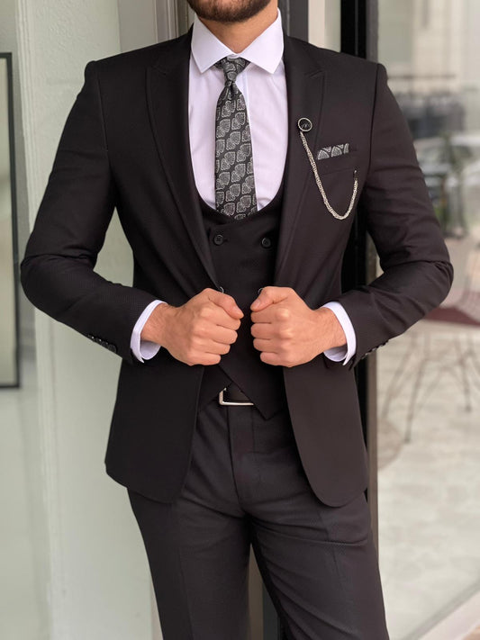 Osaka Black Patterned Suit