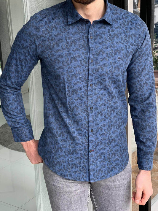 Ottawa 图案靛蓝色衬衫