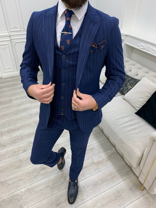 I-Ottawa Sax Blue Slim Fit Suit