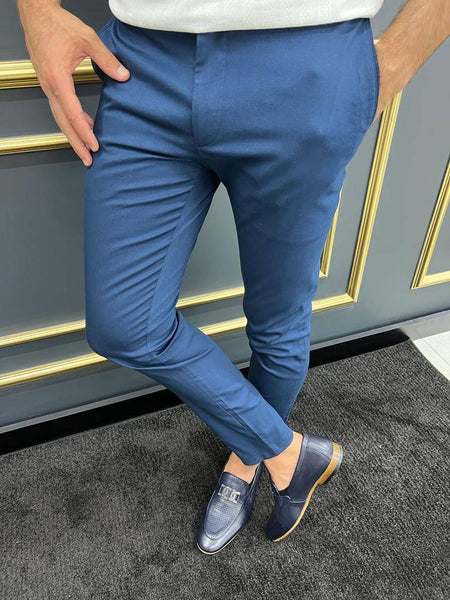 Pamuk Men's Slim Fit Blue Pants – HolloMen