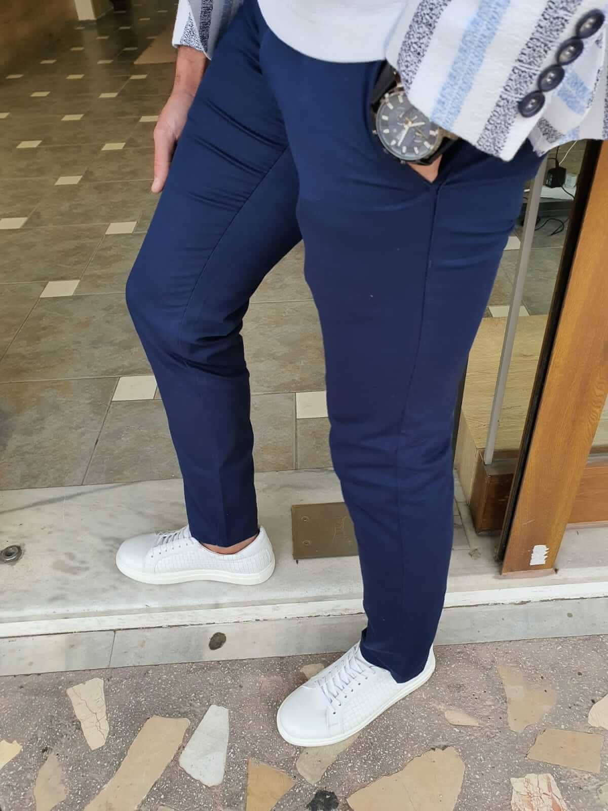 HolloMen Indigo Slim Fit Business Casual Pants HolloMen Indigo Slim Fit Business Casual Pants