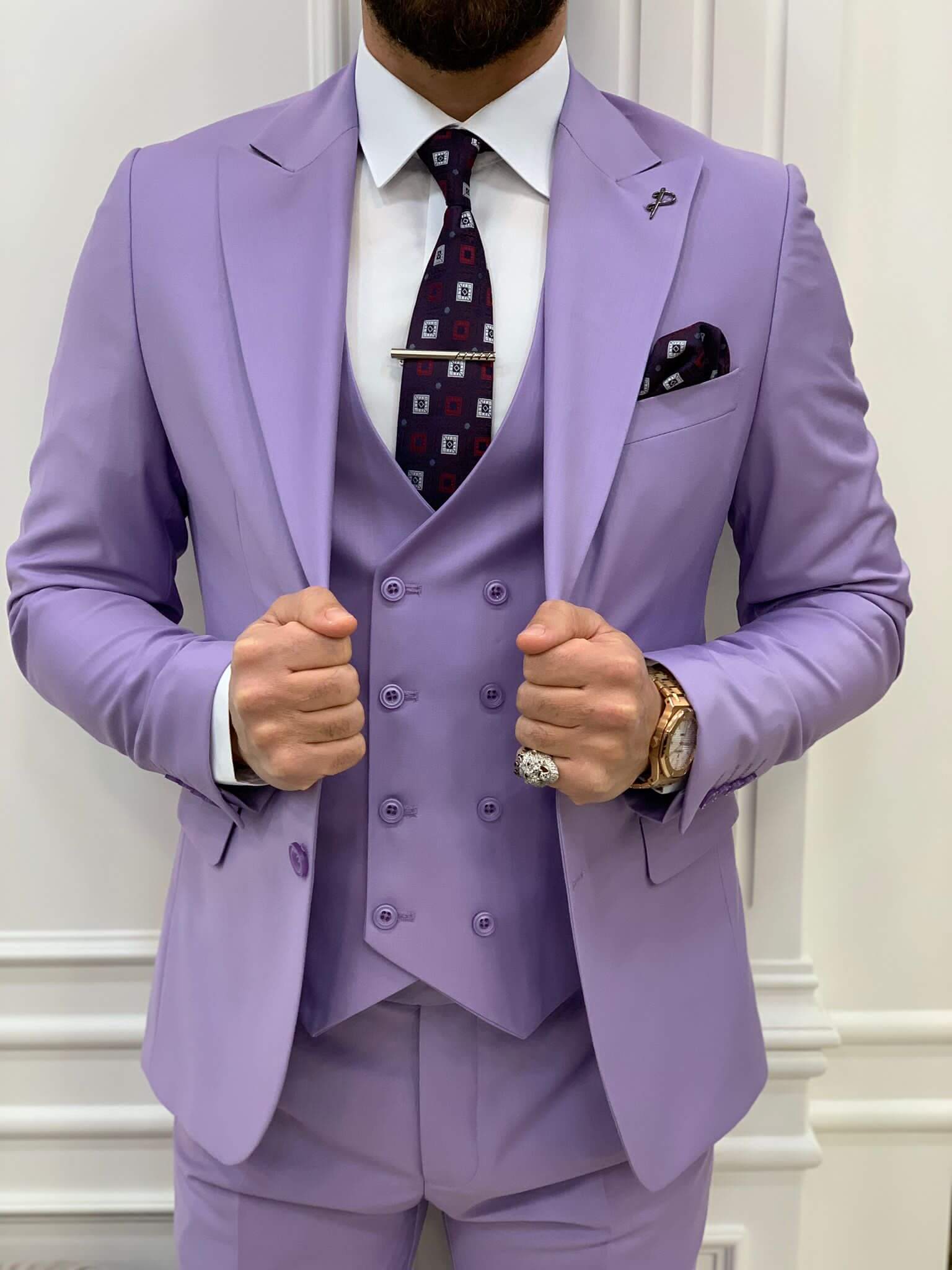 Purple Slim Fit Suit | Bold Formal Attire for Men | HolloMen