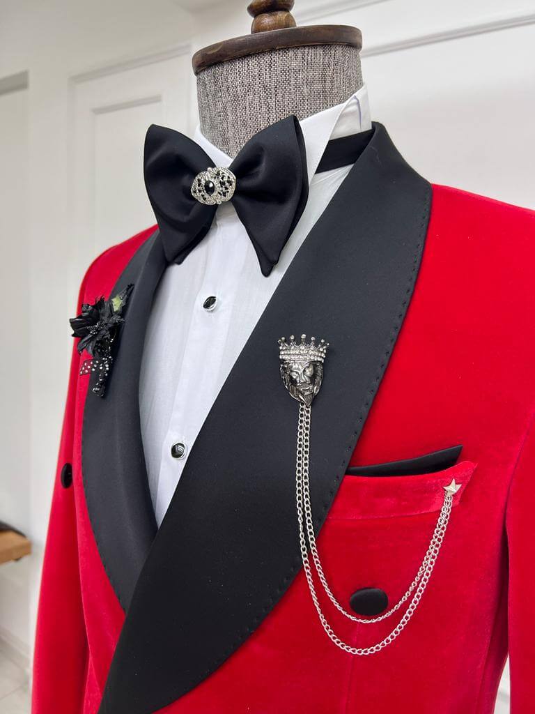 Red Double Breasted Tuxedo HolloMen Red Double Breasted Tuxedo HolloMen