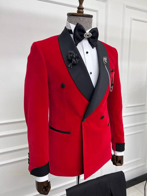 Nice Double Breasted Tuxedo — Red | HolloMen