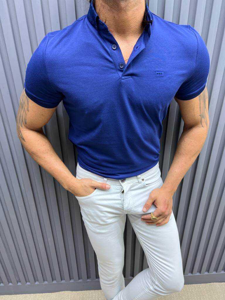 Königsblaues Polo-T-Shirt
