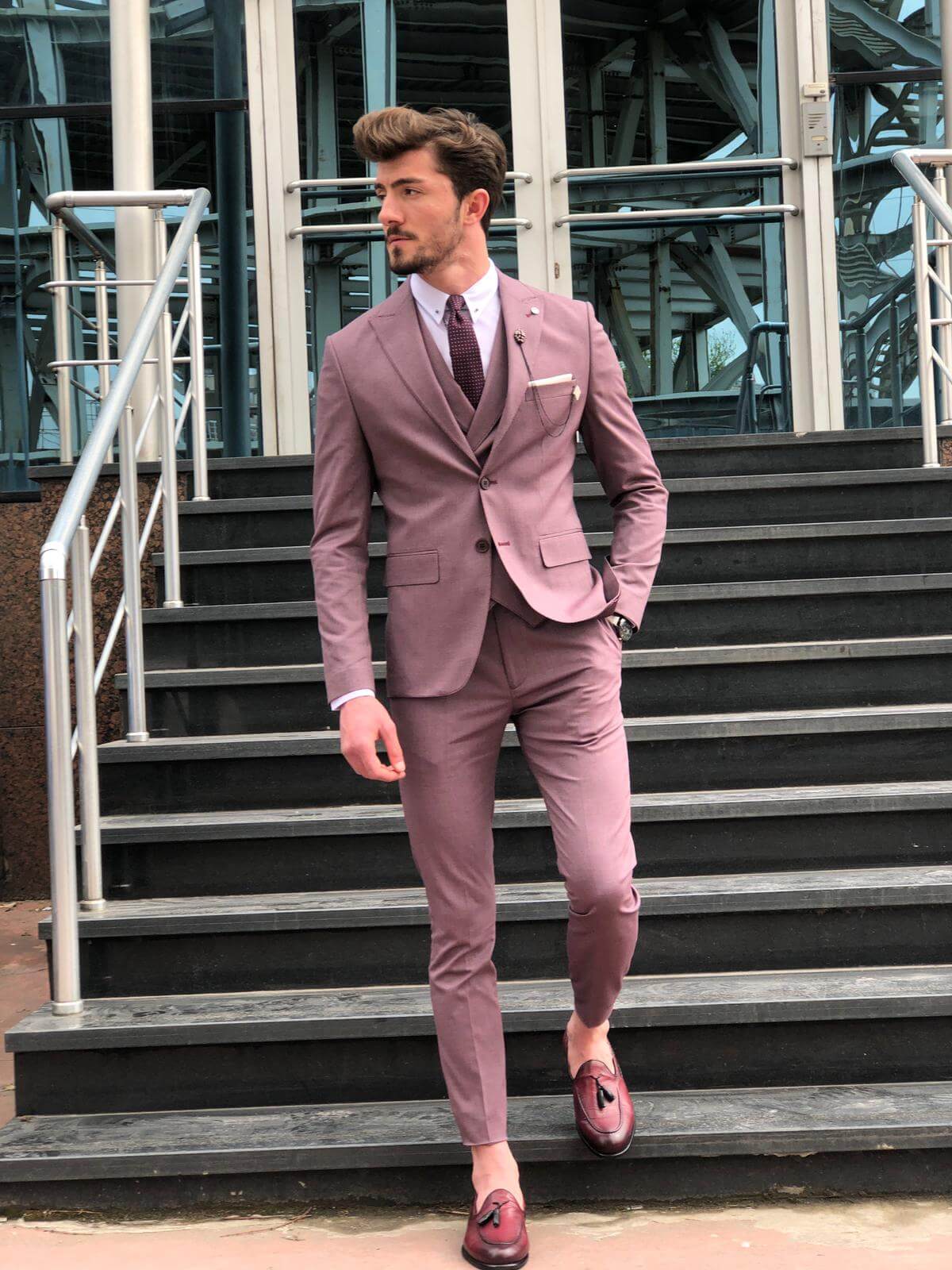 pink dress suit ROYAL CLARET RED SLIM FIT SUIT – HolloMen
