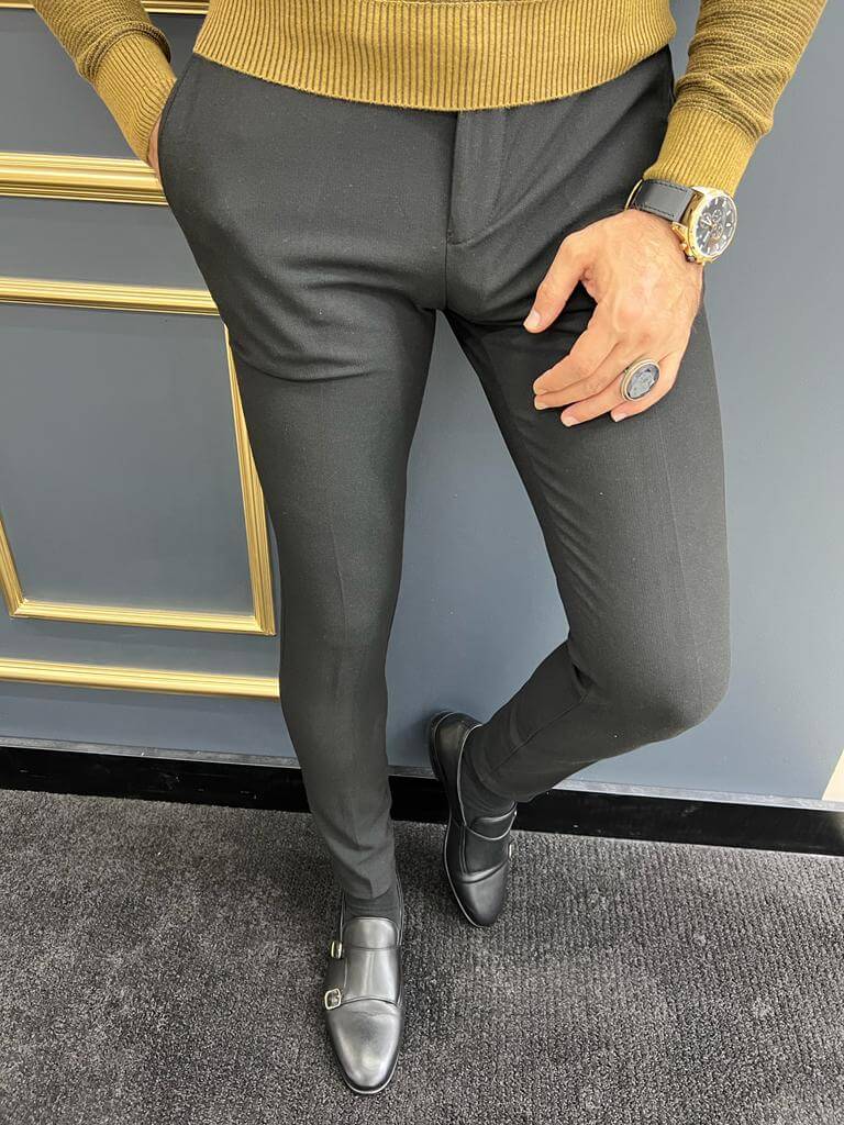 Slim Fit Black Trouser; Command attention. 