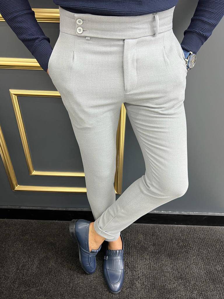 Slim Fit Gray Gurkha Trousers – HolloMen