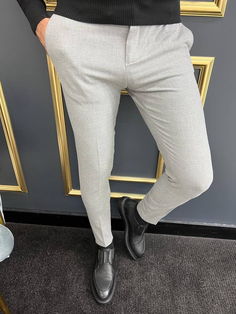 Sleek slim-fit gray trousers