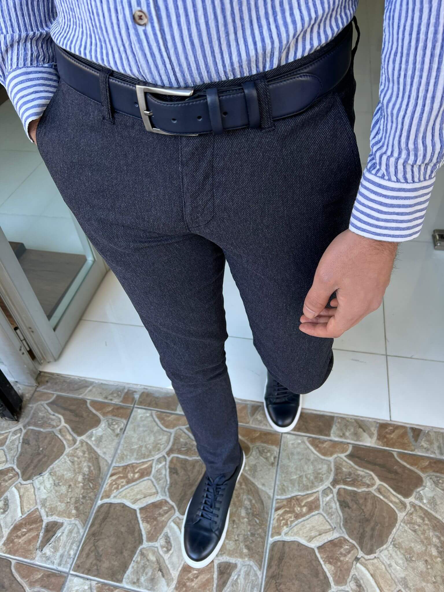 Men's Plaid Slim Fit Pencil Pants Formal Casual Wedding Business Office  Trousers | eBay