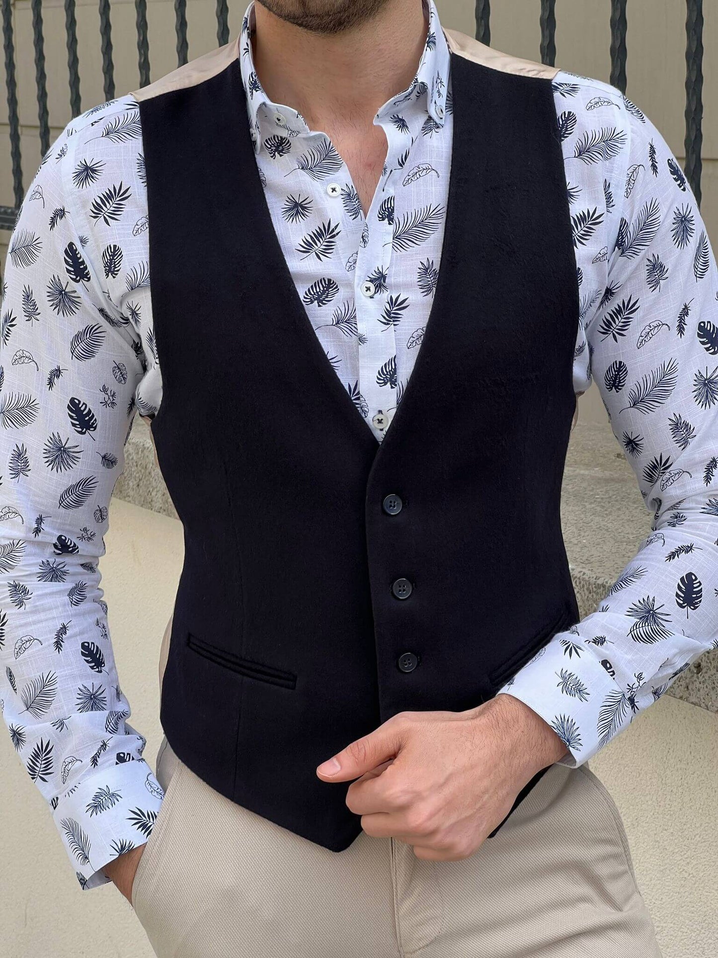 Navy blue vest featuring a slim fit for a polished look