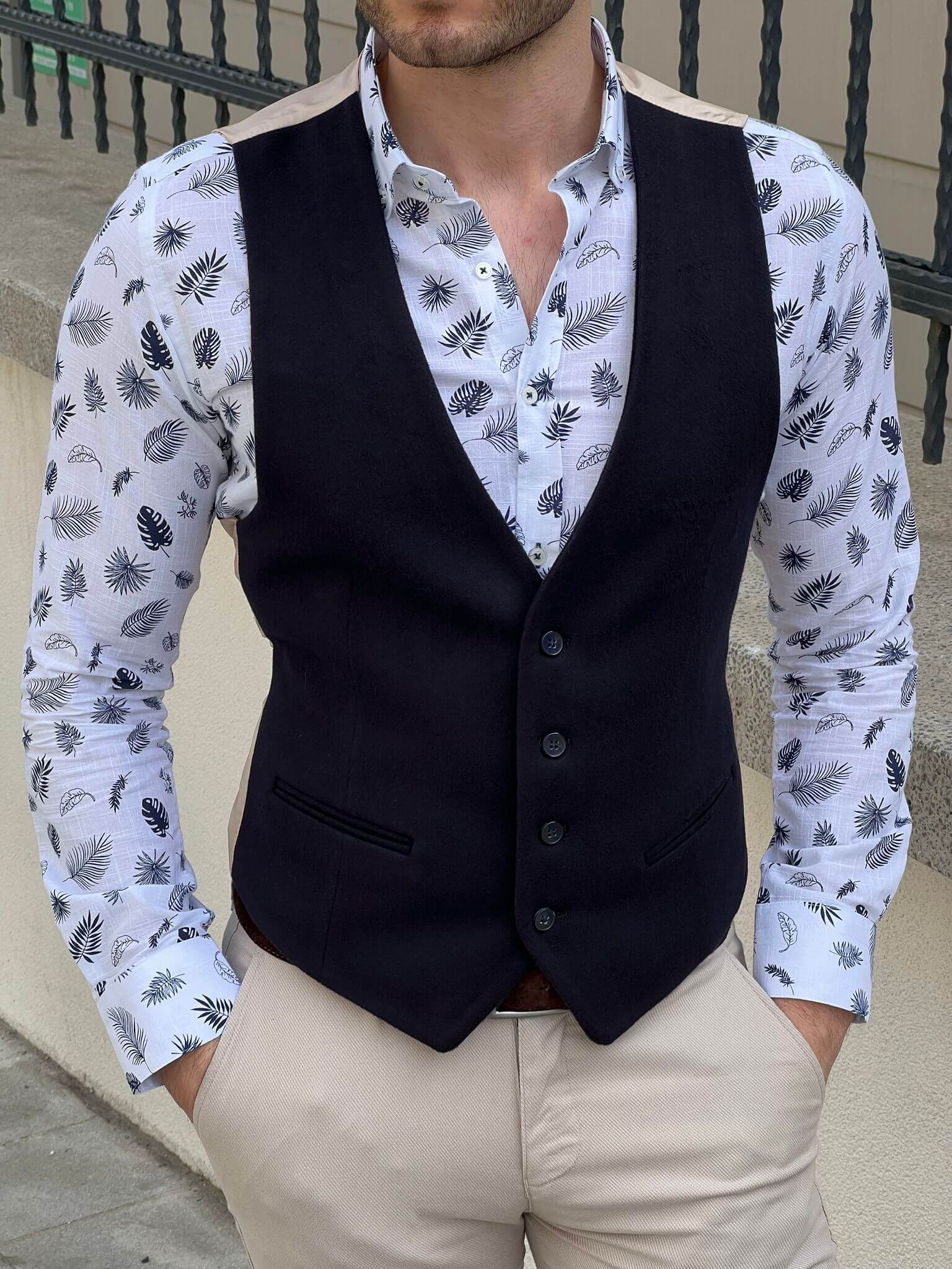 Slim Fit Navy Blue Vest HolloMen Slim Fit Navy Blue Vest HolloMen