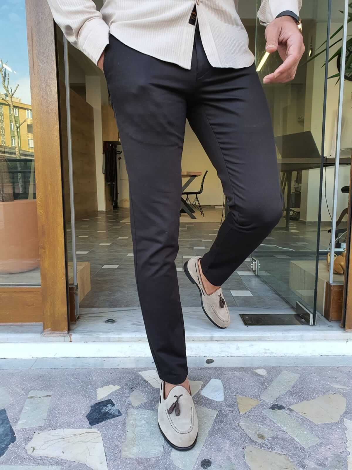 The SlimFit Black Cotton Men's Pants HolloMen The SlimFit Black Cotton Men's Pants HolloMen