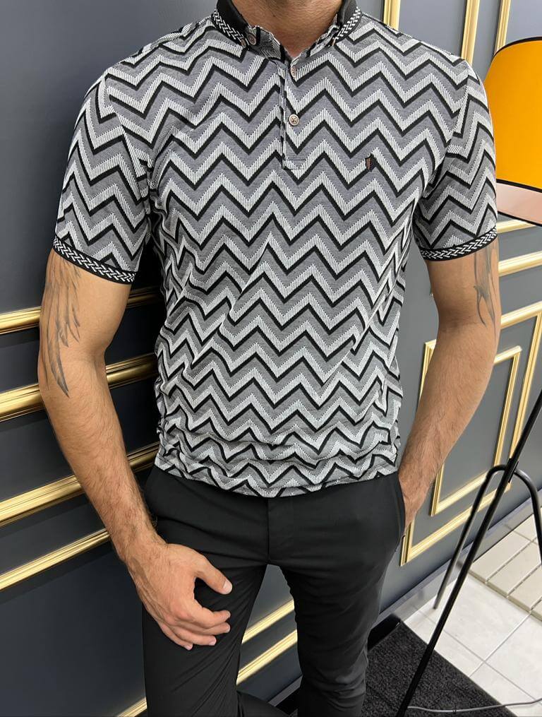 Striped Black Polo T-Shirt