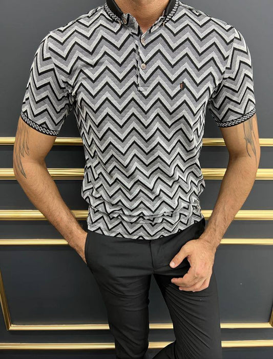 Striped Black Polo T-Shirt