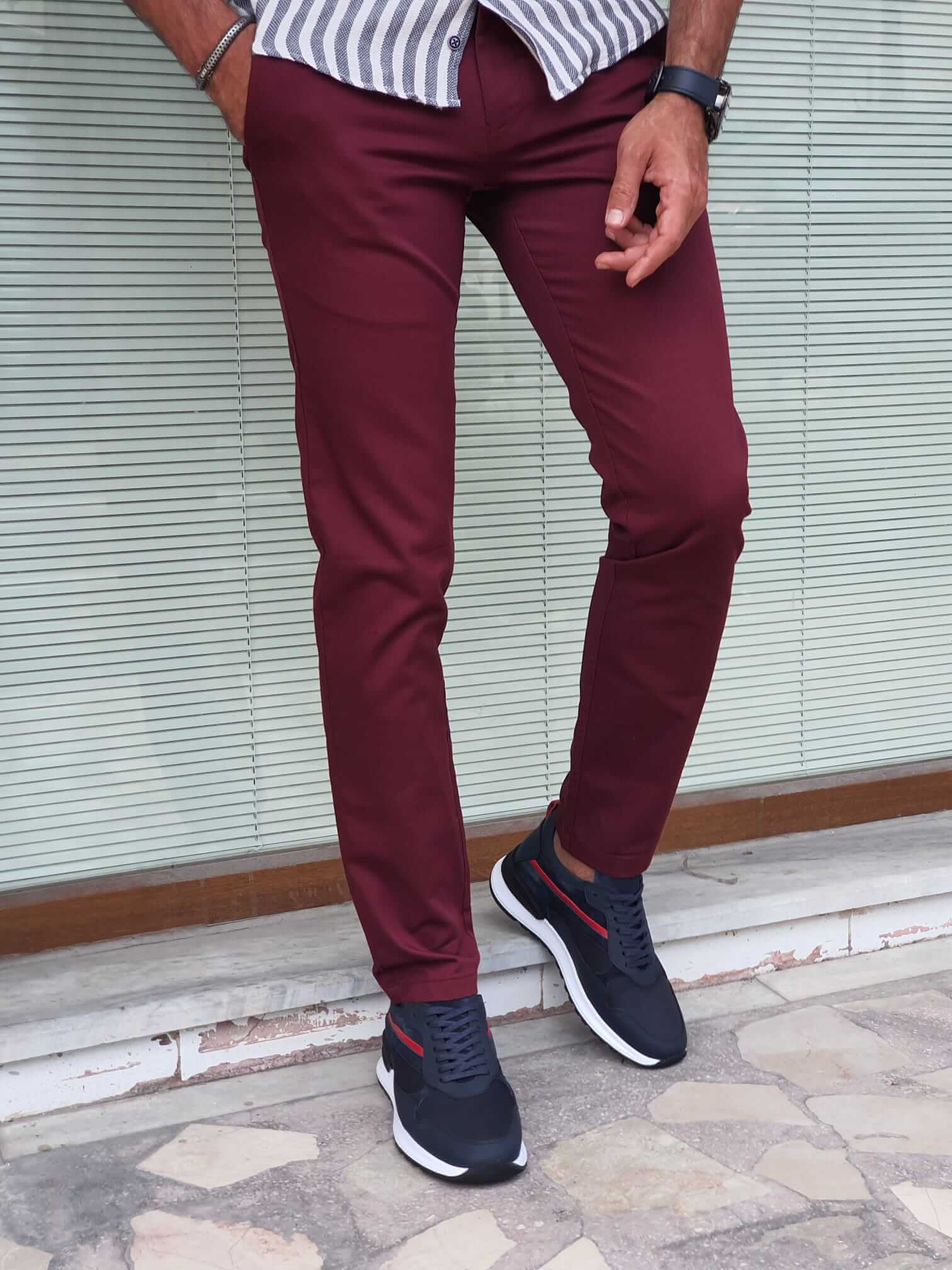 Tommy Claret Red Slim Fit Casual Pants. HolloMen Tommy Claret Red Slim Fit Casual Pants. HolloMen