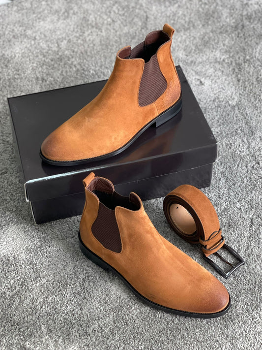 Victoria Tan Suede Isikhumba Chelsea Boots
