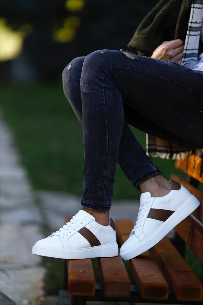 Бело-коричневые повседневные кроссовки Smart Casual